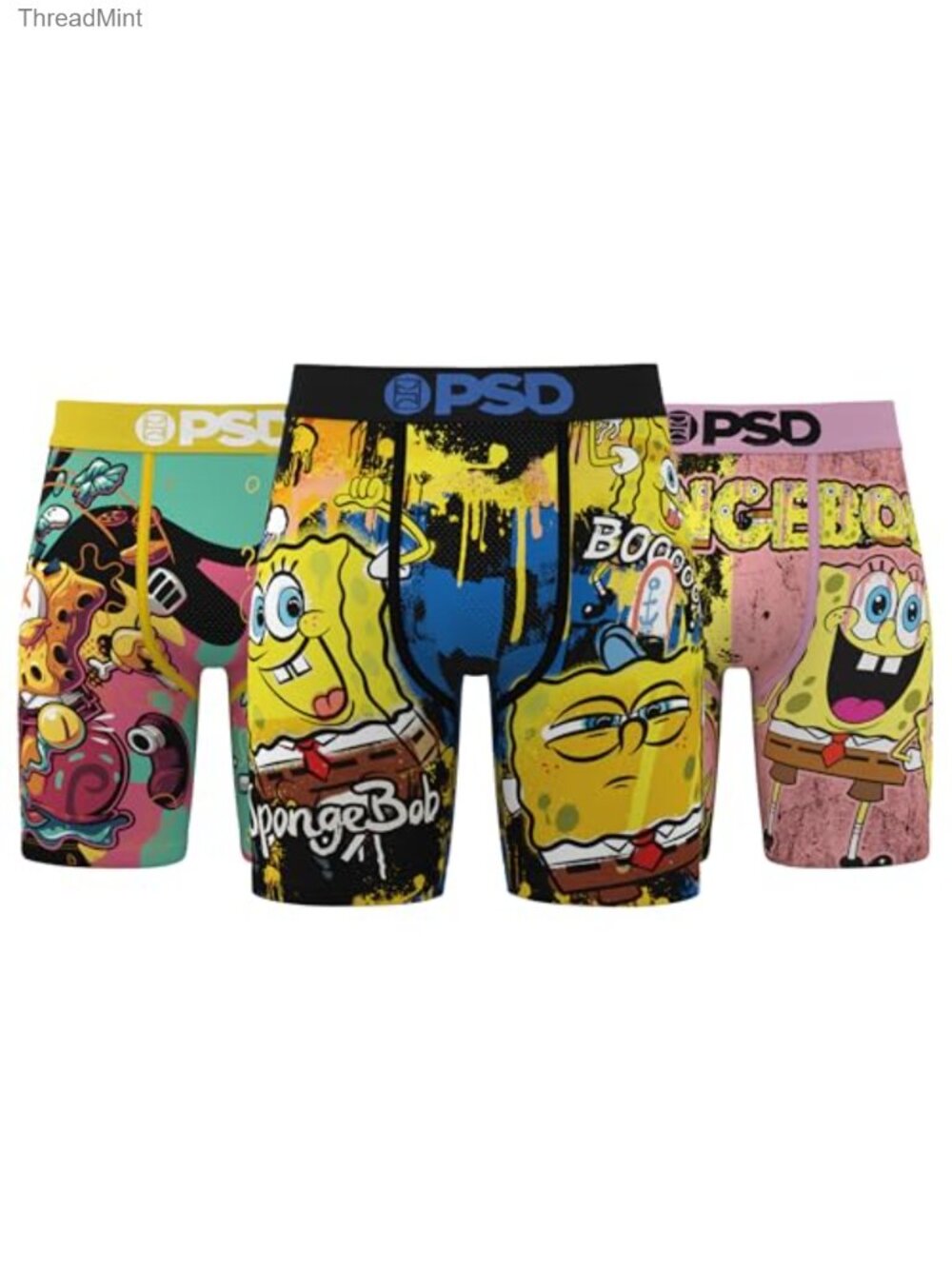 Men's Boxer Briefs SpongeBob 7" Inseam Polyester Blend 3-Pack